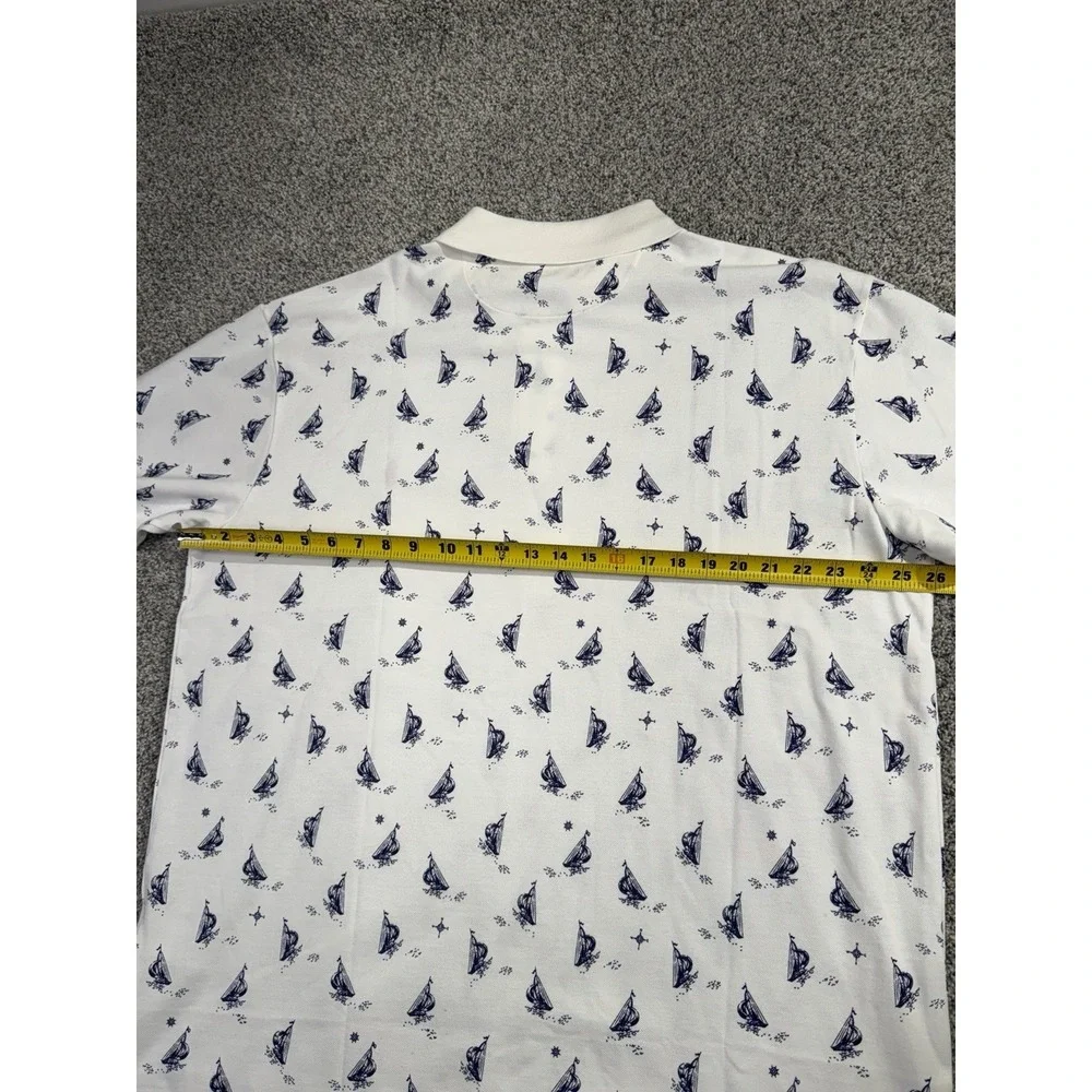 Polo Ralph Lauren Polo Shirt Mens 1XB White Boats Nautical‎ All Over Print NWT